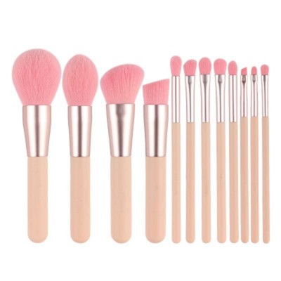 HXT-079 12pcs professional soft cute pink hair makeup brushes set private label