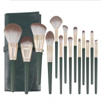 Best Price 14 Pcs Green Convenient Models Professional Loose Powder Blush Brush Beauty Tools Makeup Brushes Set