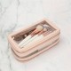 Travel Makeup Bag Organizer & Brush Holder. 2 Compartments clear pvc cosmetic bag