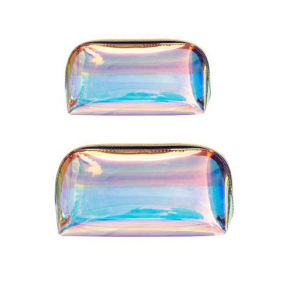 CLIONE CB-1 laser rainbow iridescent holographic transparent bag clear TPU PVC makeup pouch customized logo cosmetic bag