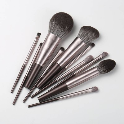 Hxt-021 10pcs Professional Animal Nylon Hair Plastic Handle Pretty Cosmetic Brush Makeup Brush Set Private Logo