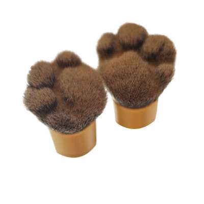 #504 new arrival portable bear-claw shape synthetic hair glitter gold handle makeup kabuki blush brush powder brush