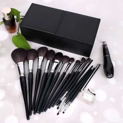 HXT-041 15pcs professional premium fluffy natural hair little waist makeup brushes set with PU bag for make up artist